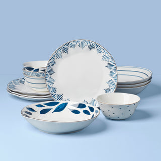 Lenox Blue Bay 12-Piece Dinnerware Set, porcelain