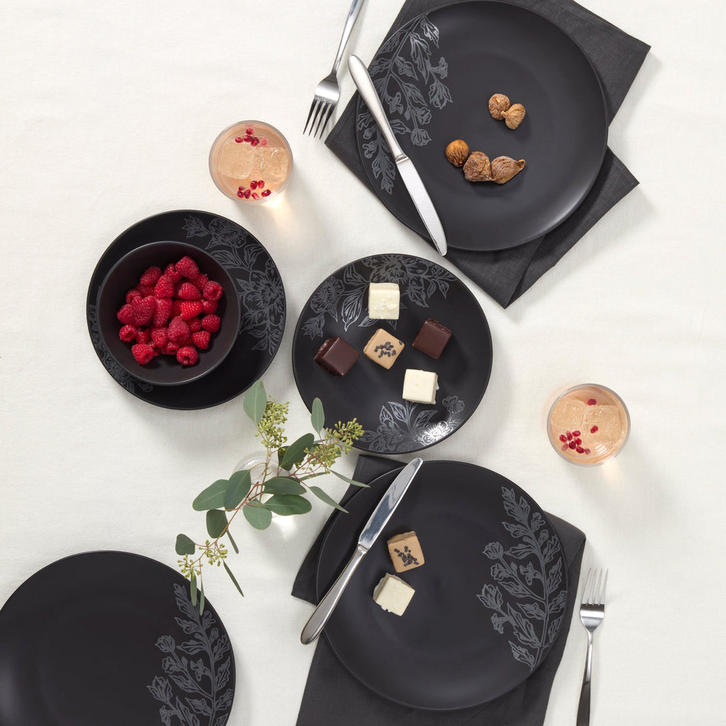 Oneida Roseto Charcoal 12-Piece Dinnerware Set, stoneware (view 3)
