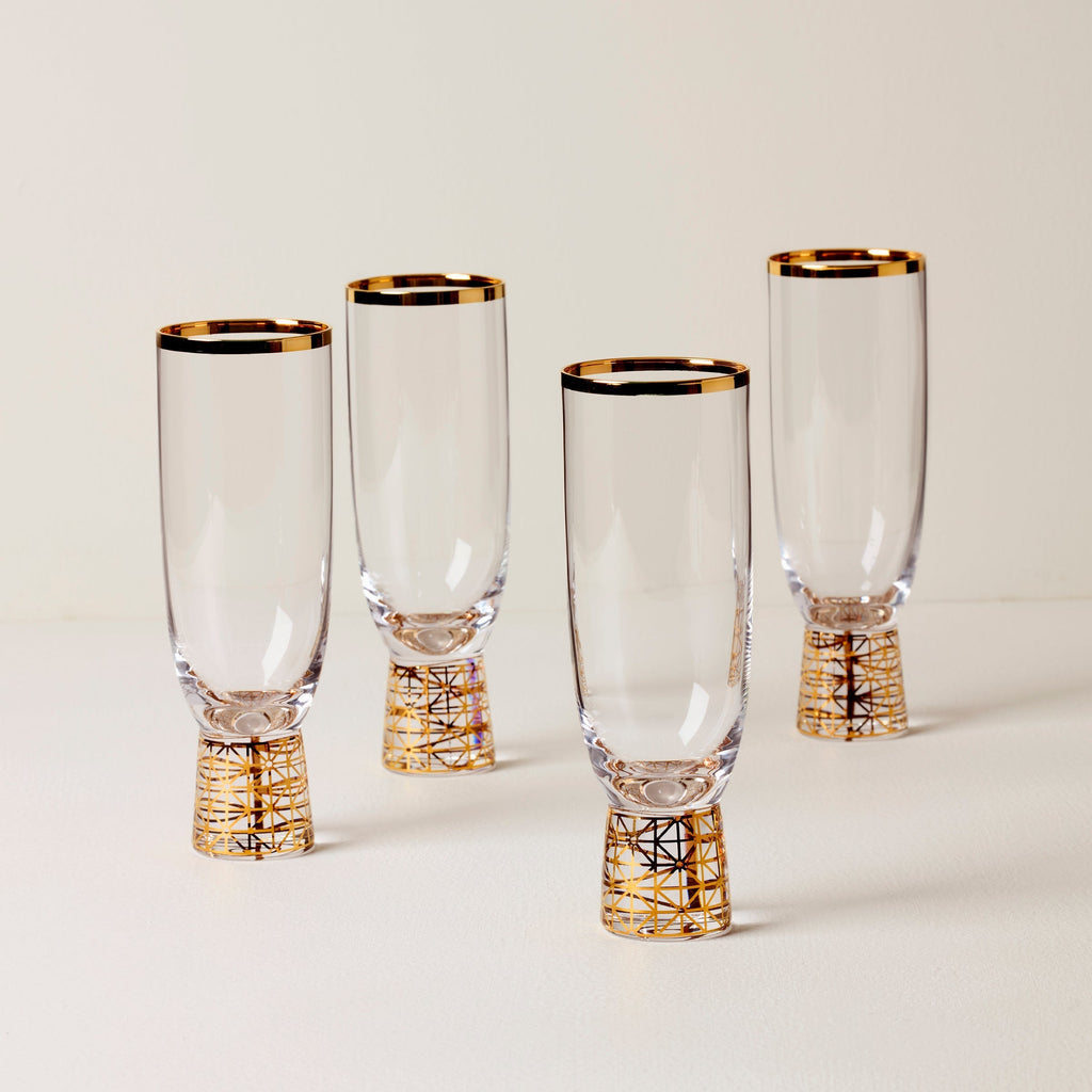 Lenox Tuscany Classics Gold Frost Flute Glasses, Set of 4, glass
