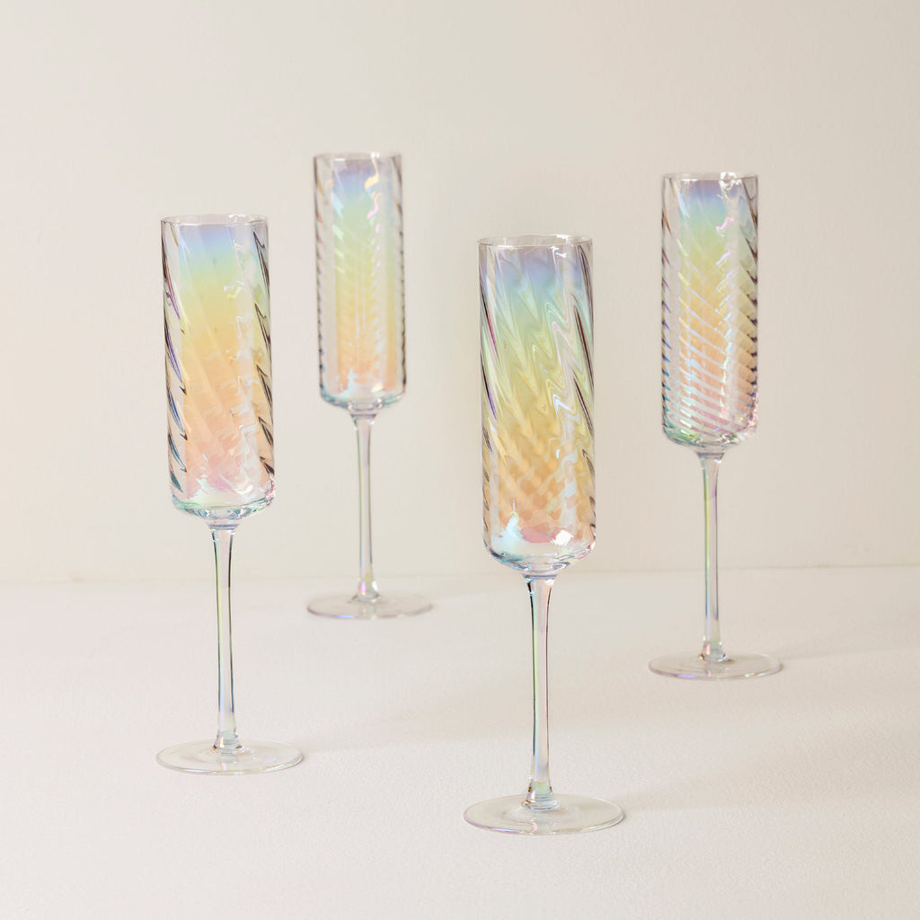 Lenox Tuscany Classics Iridescent Flute Glasses, Set of 4, glass