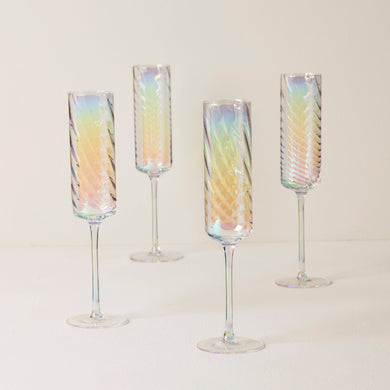 Lenox Tuscany Classics Iridescent Flute Glasses, Set of 4, glass
