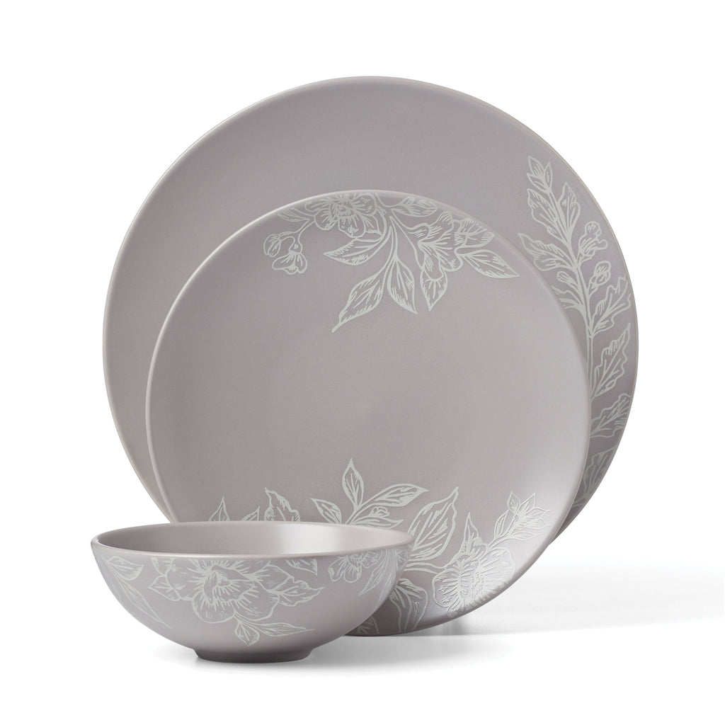 Oneida Roseto Pumice 12-Piece Dinnerware Set, stoneware (view 2)