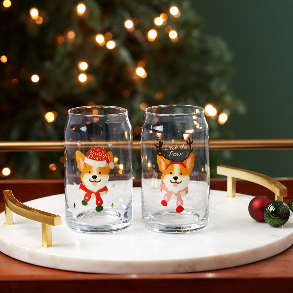 Cambridge Holiday Corgi Can Cooler Glasses - Set of 2, glass (view 3)