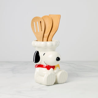 Lenox Chef Snoopy Figural Utensil Crock 4-Piece Set, porcelain