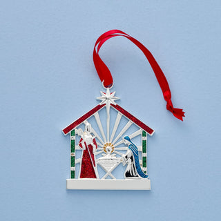 Lenox Nativity Charm Silverplate Ornament, silverplate/stainless steel