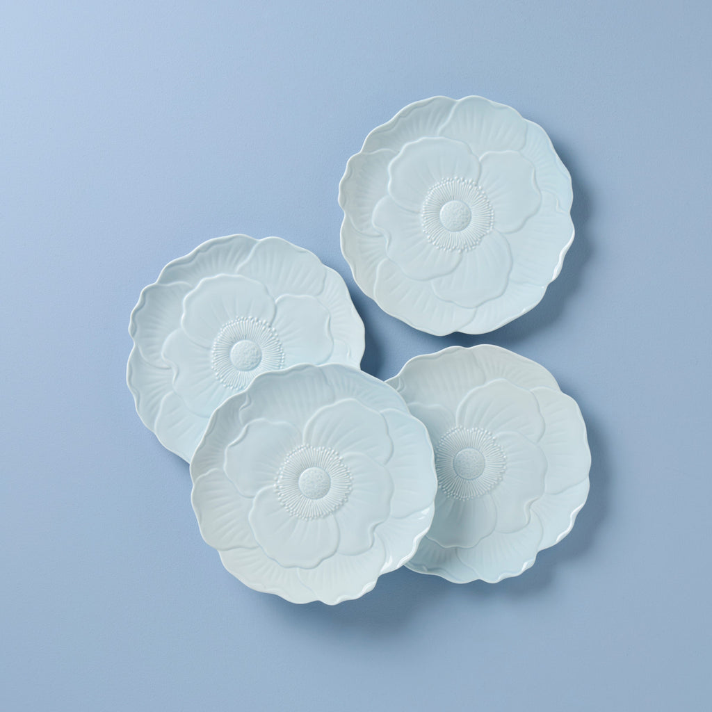Lenox Butterfly Meadow Floral Blue Accent Plates, Set of 4, porcelain