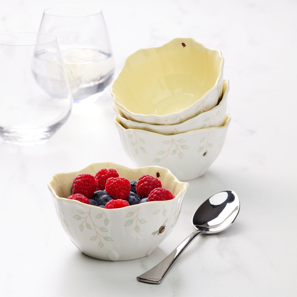 Lenox Butterfly Meadow Floral Yellow Dessert Bowls, Set of 4, porcelain (view 2)