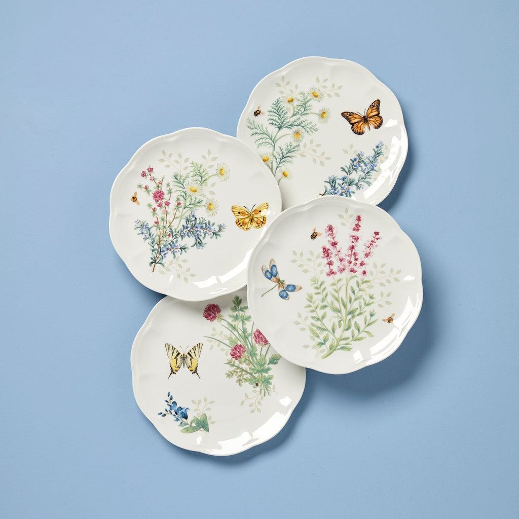 Lenox Butterfly Meadow Herbs Accent Plates, Set of 4, porcelain