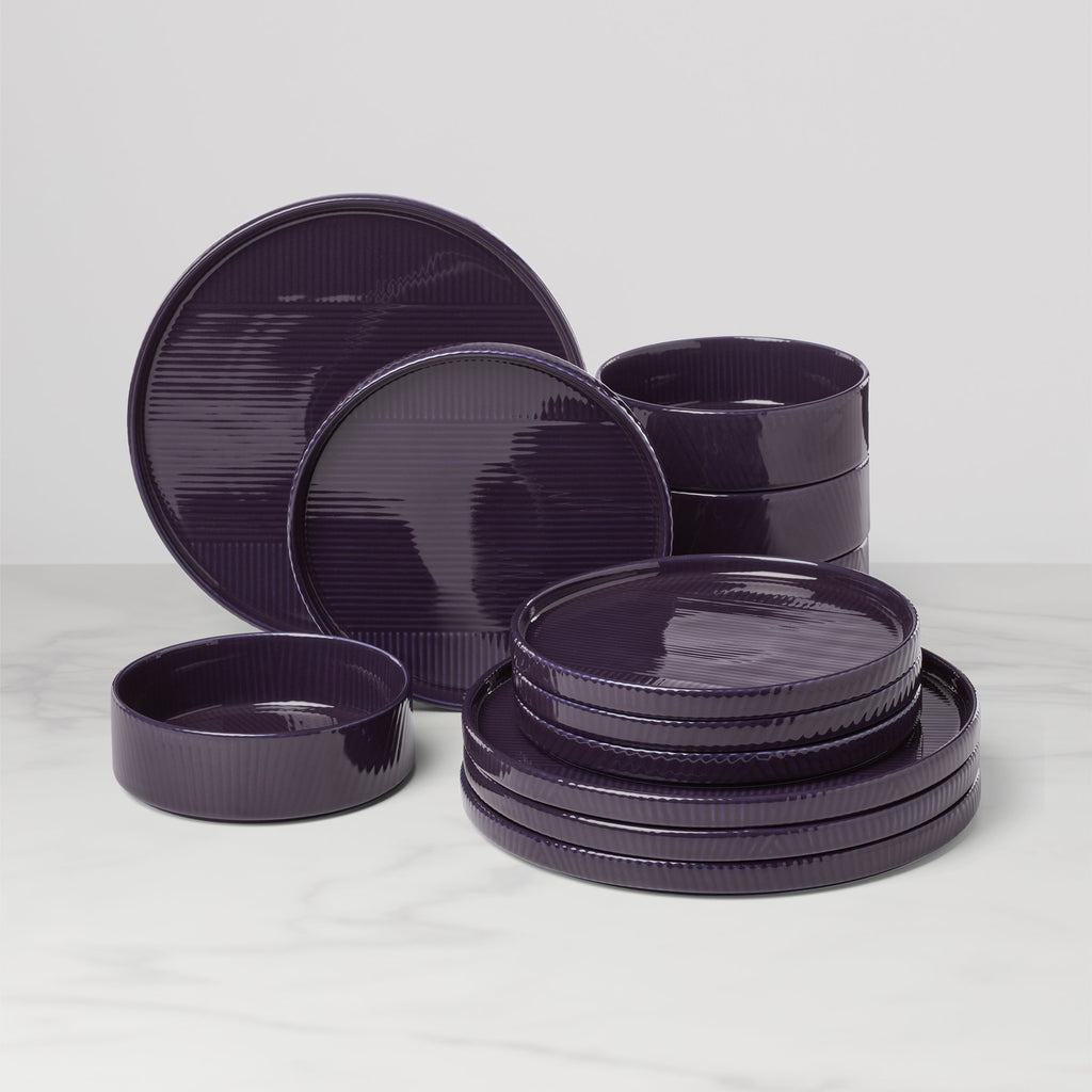 Lenox Modulus Nightshade 12-Piece Dinnerware Set, porcelain
