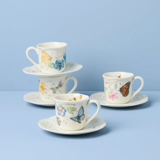 Lenox Butterfly Meadow Espresso Cup & Saucers, Set of 4, porcelain