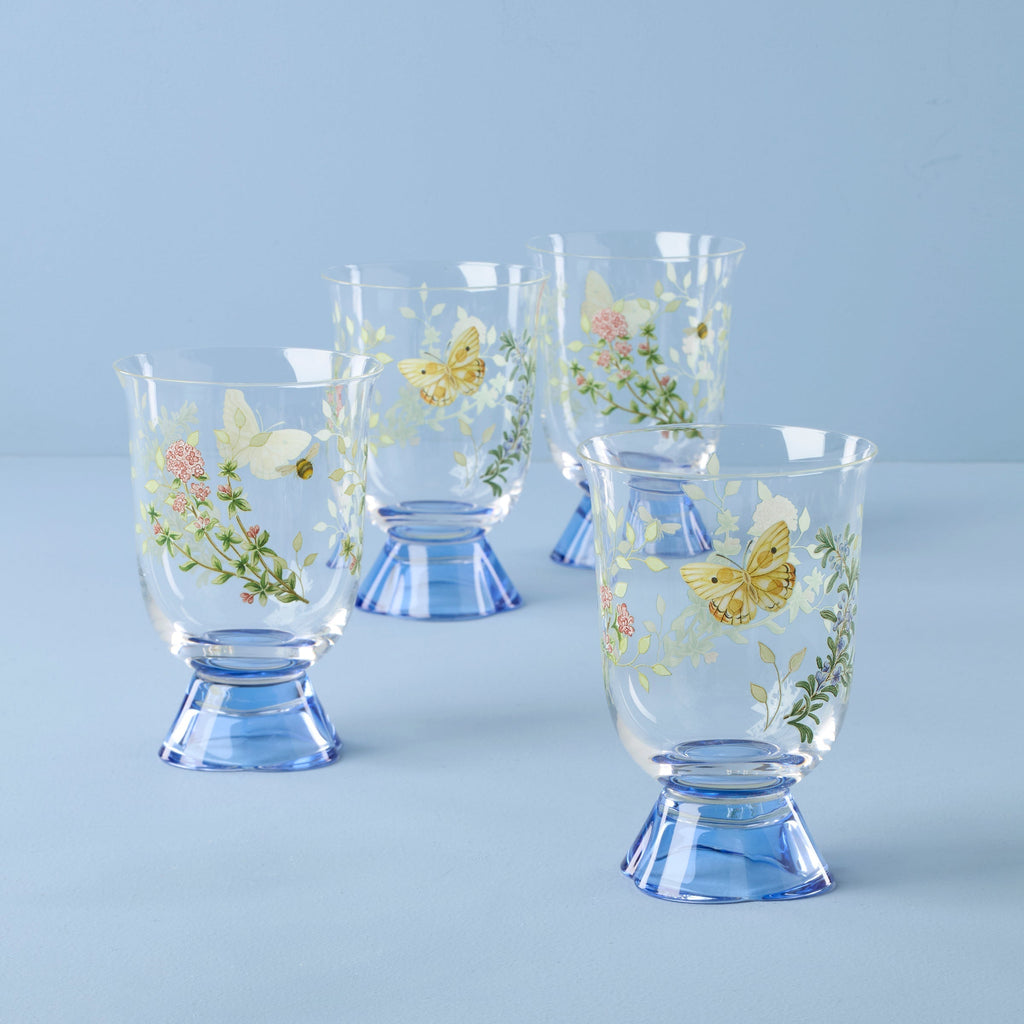 Lenox Butterfly Meadow Herbs Short Tumblers, Set of 4, glass