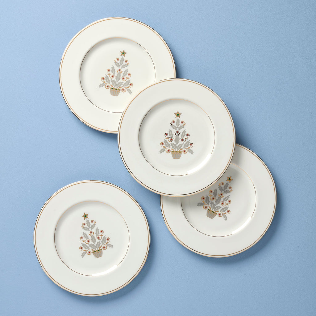 Lenox Federal Gold Tree Accent Plates, Set of 4, bone china