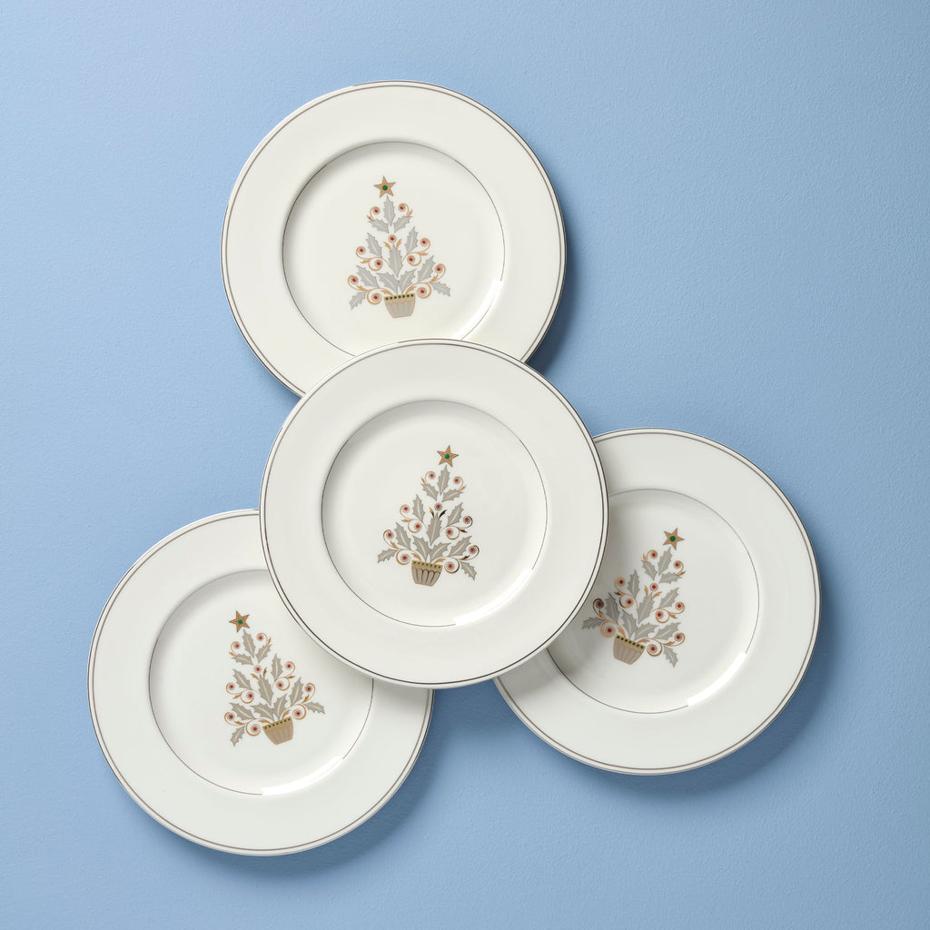Lenox Federal Platinum Tree Accent Plates, Set of 4, porcelain