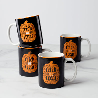Oneida Vintro Halloween Mugs, Set of 4, porcelain