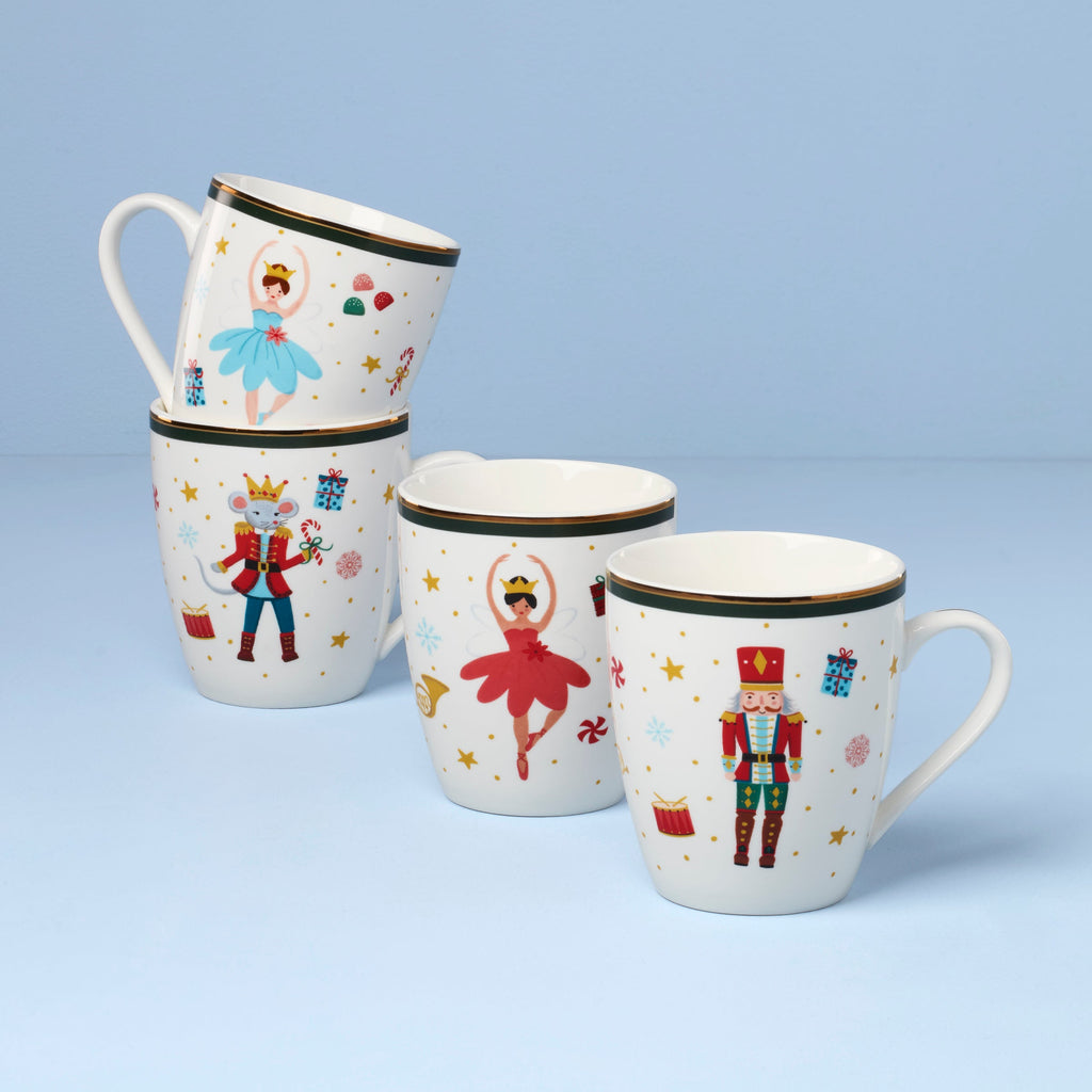 Lenox Nutcracker Ballet Mugs - Set of 4, porcelain