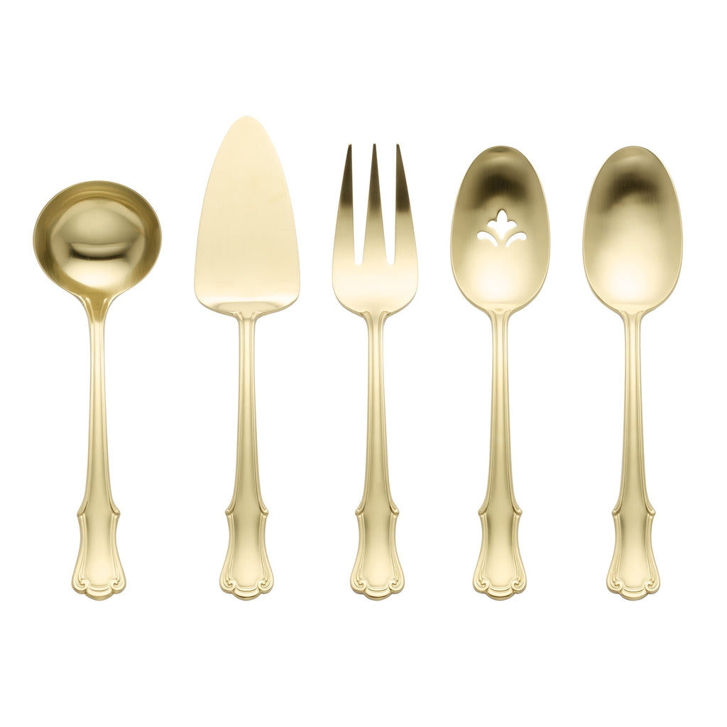 Oneida James Street Champagne Satin 5 Piece Hostess Set, 18/0 stainless steel