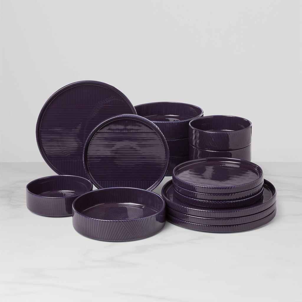 Lenox Modulus Nightshade 16-Piece Dinnerware Set, porcelain