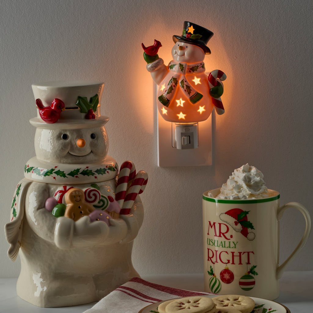 Lenox Happy Holly Days Snowman Night Light, porcelain (view 3)