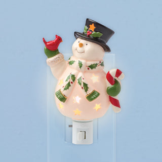 Lenox Happy Holly Days Snowman Night Light, porcelain