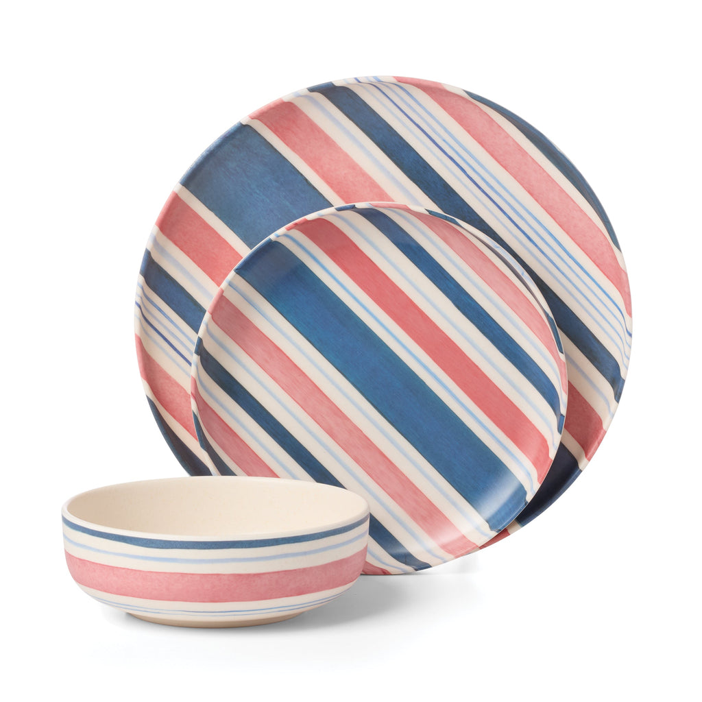 Oneida 24 Seven Melamine Stripe 12-Piece Dinnerware Set, melamine (view 9)