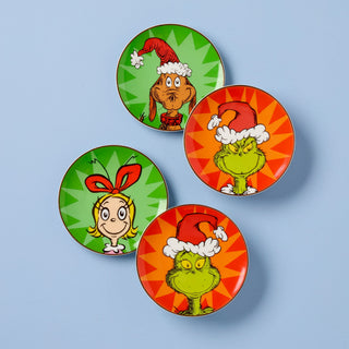 Lenox Merry Grinchmas Tidbit Plates, Set of 4, porcelain