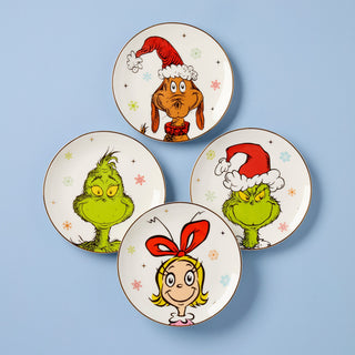 Lenox Merry Grinchmas Grinchie Grins Accent Plates, Set of 4, porcelain