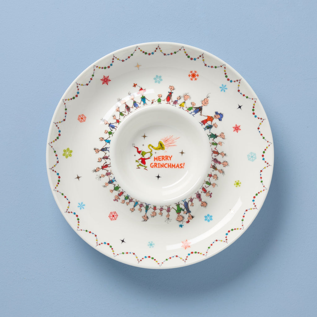 Lenox Merry Grinchmas Chip & Dip Bowl, porcelain