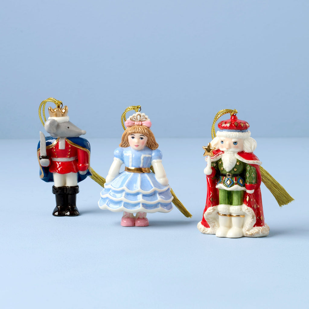 Lenox Nutcracker Ballet 3-Piece Ornament Set, porcelain