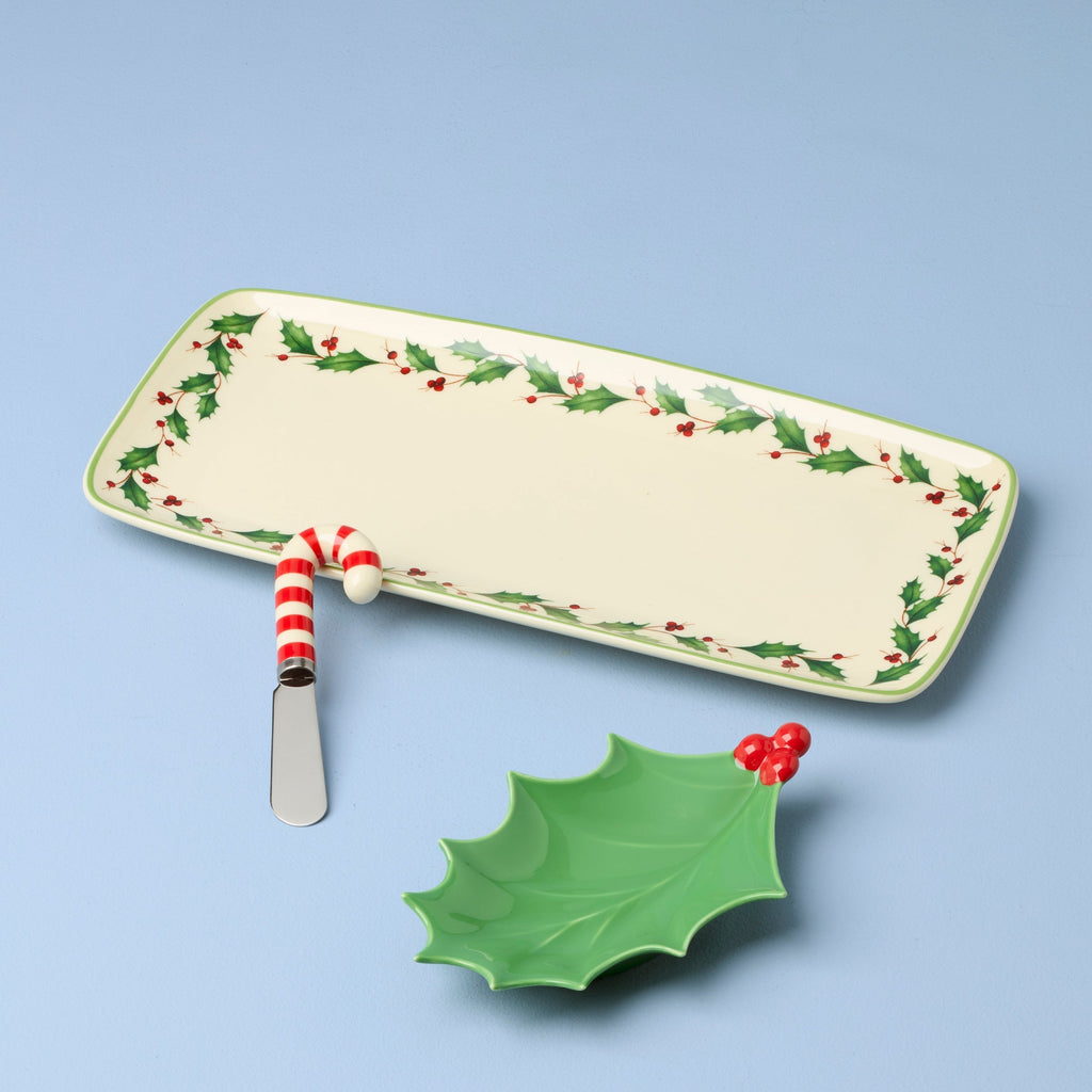 Lenox Holiday Tray Set with Spreader 3-Piece Set, porcelain