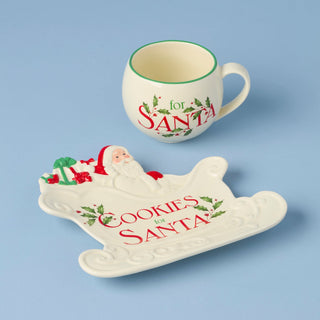 Lenox Holiday Cookies & Milk for Santa 2-Piece Set, porcelain