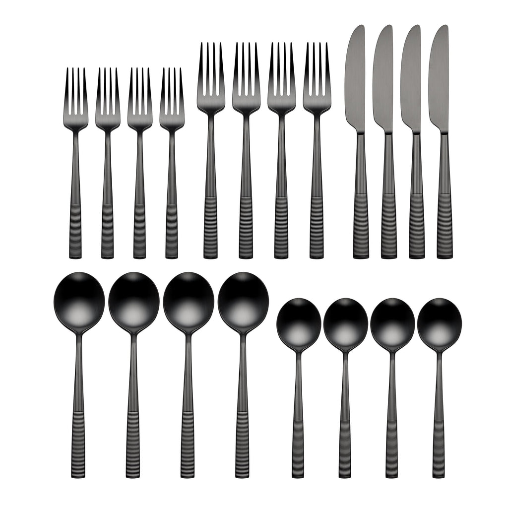 Lenox Modulus Black Satin 20-Piece Flatware Set, 18/10 stainless steel (view 2)