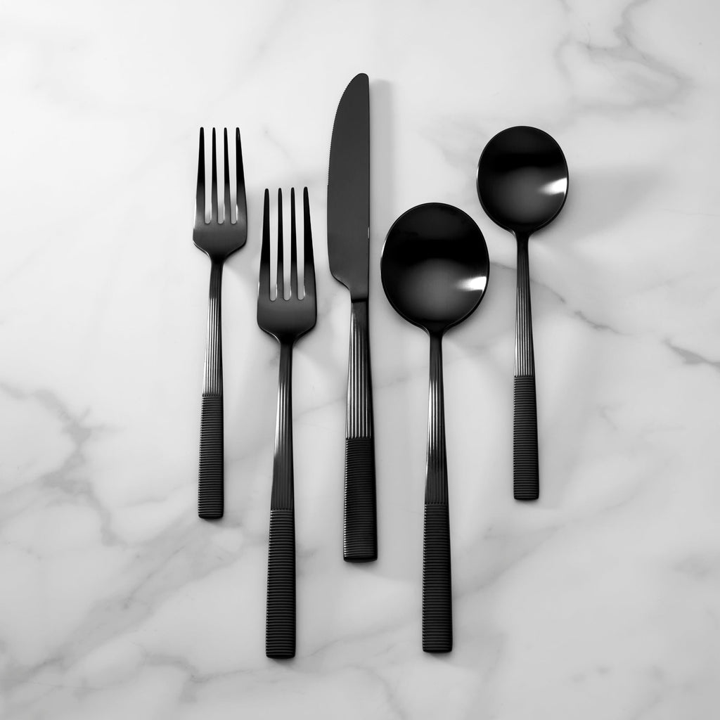 Lenox Modulus Black Satin 20-Piece Flatware Set, 18/10 stainless steel