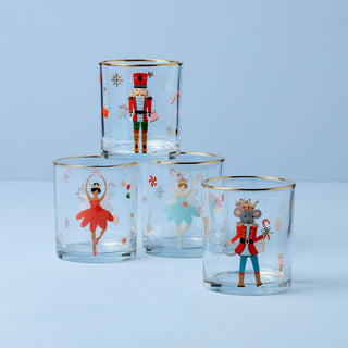 Lenox Nutcracker Ballet Double Old Fashion Glasses - Set Of 4, glass