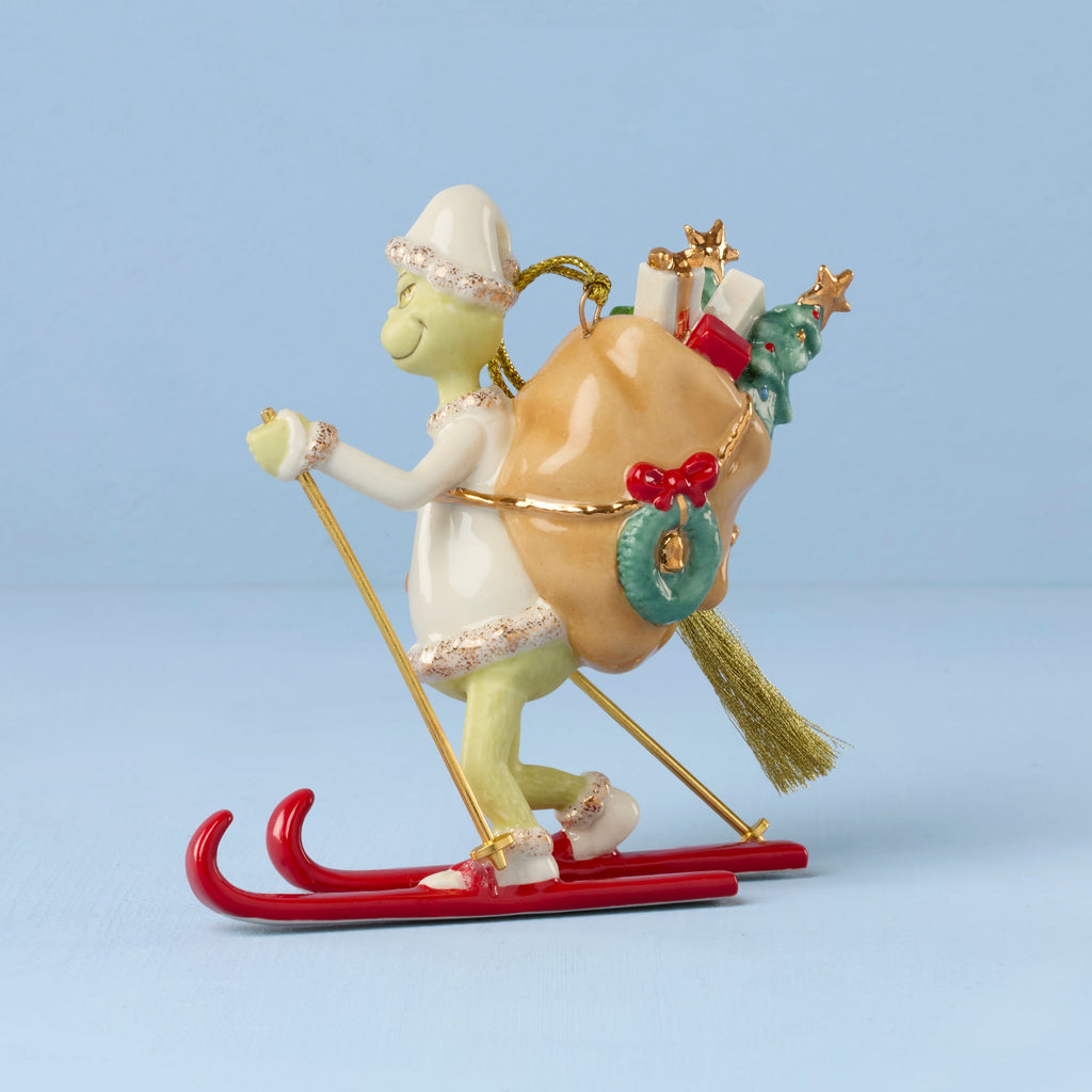 Lenox Grinch On Skis Ornament, porcelain (view 2)