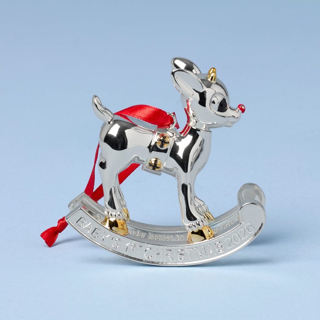 Lenox 2026 Baby's 1st Christmas Rudolph Ornament, silverplate/resin