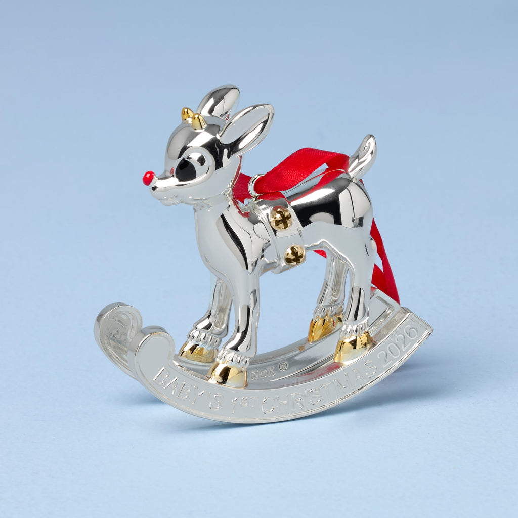Lenox 2026 Baby's 1st Christmas Rudolph Ornament, silverplate/resin (view 2)