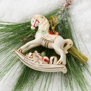 Lenox 2026 Baby's 1st Christmas Vintage Rocking Horse Ornament, porcelain (view 2)