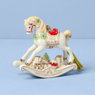 Lenox 2026 Baby's 1st Christmas Vintage Rocking Horse Ornament, porcelain