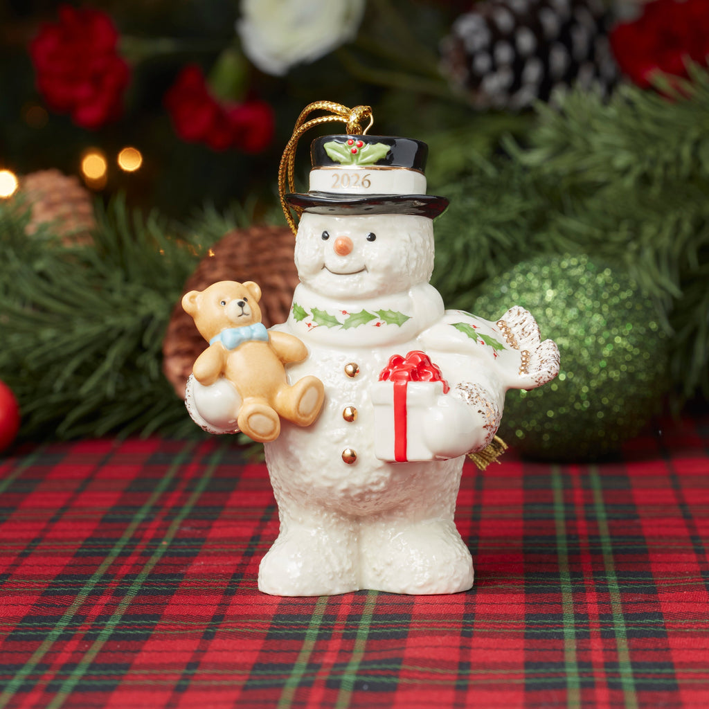 Lenox 2026 Snowman with Teddy Bear Ornament, porcelain (view 2)