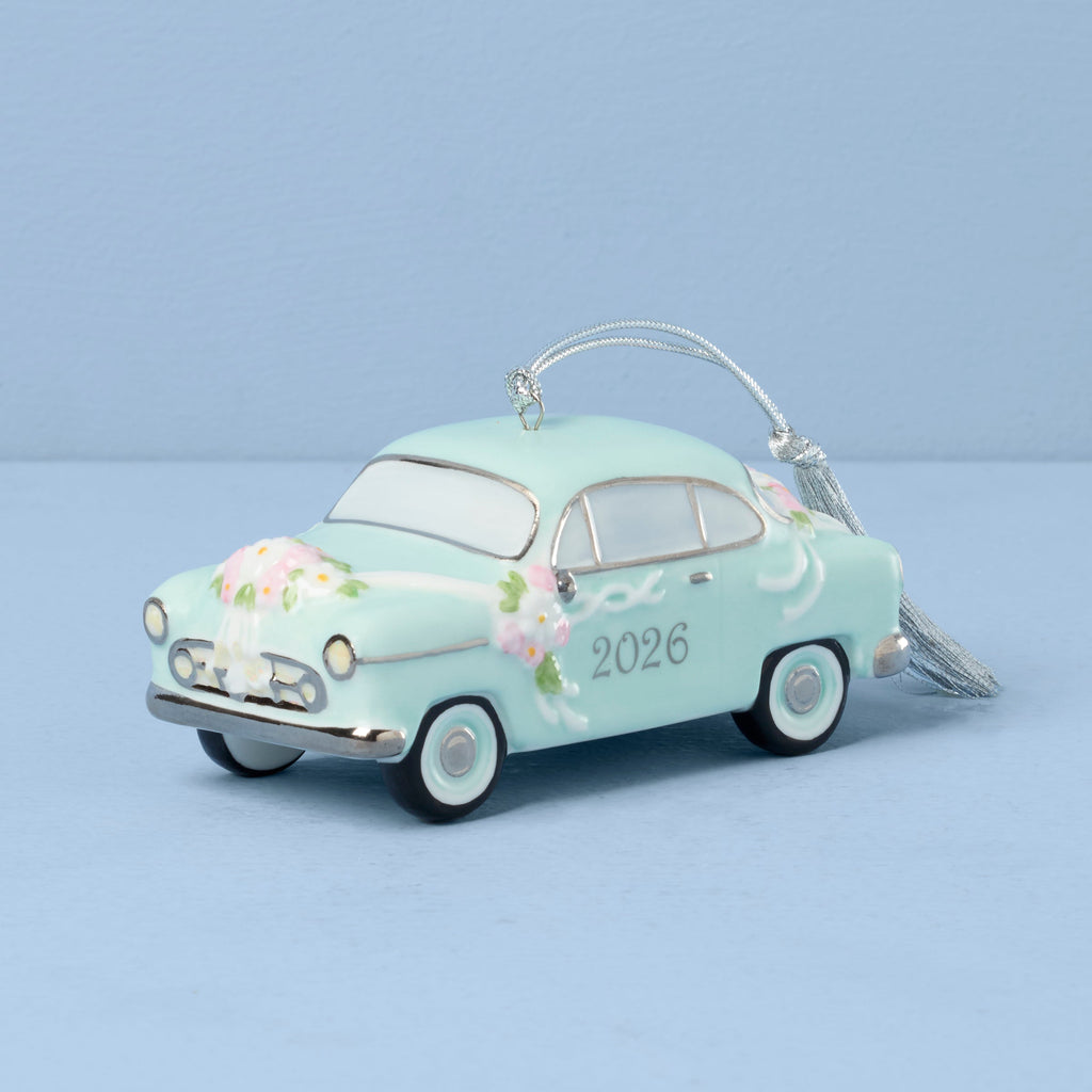 Lenox 2026 Just Married Vintage Car Ornament, porcelain