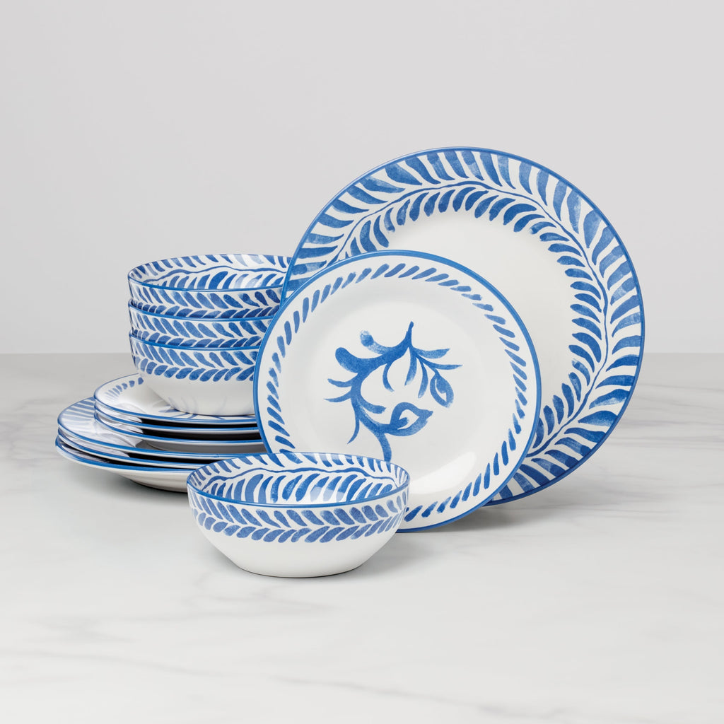 Oneida Solear Blue 12-Piece Dinnerware Set, stoneware