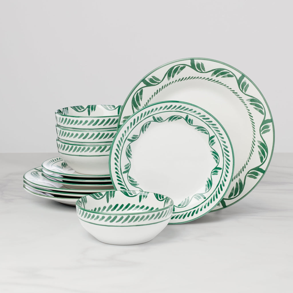 Oneida Solear Green 12-Piece Dinnerware Set, stoneware