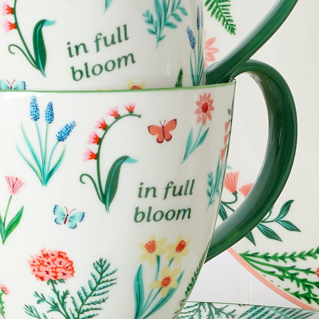 Oneida First Blooms Green Mugs, Set of 2, porcelain (view 4)
