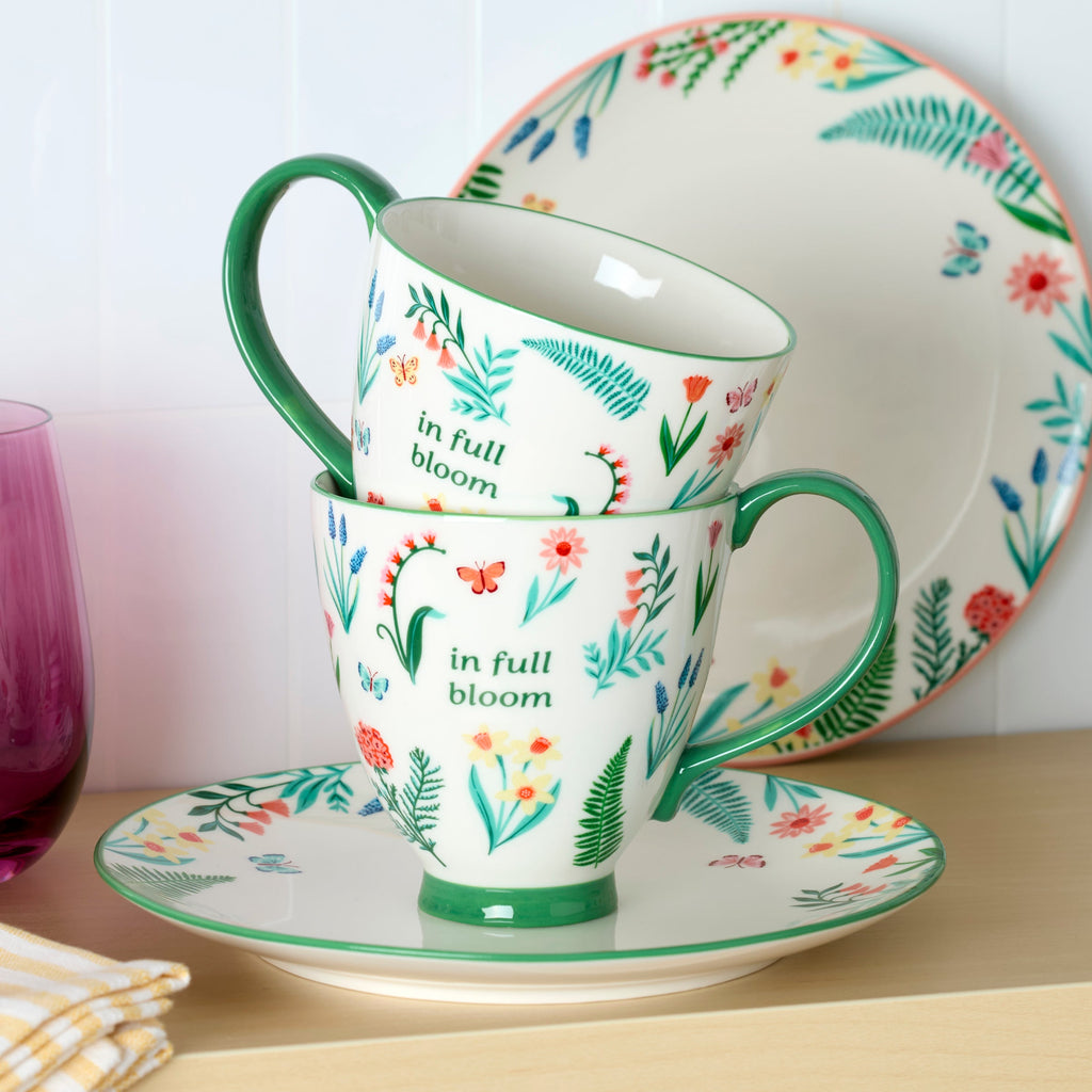 Oneida First Blooms Green Mugs, Set of 2, porcelain (view 2)