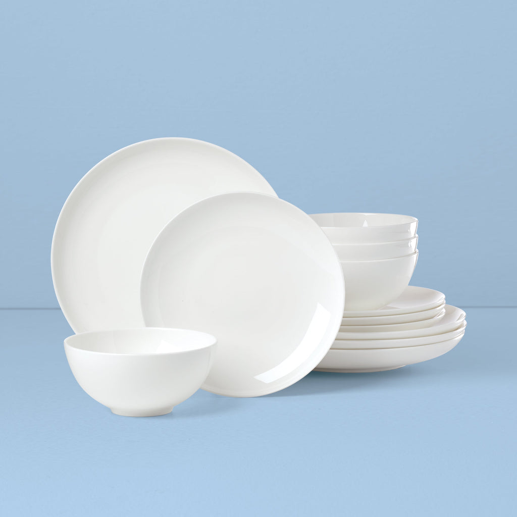 Lenox Studio 1414 Coupe 12-Piece Dinnerware Set, bone china