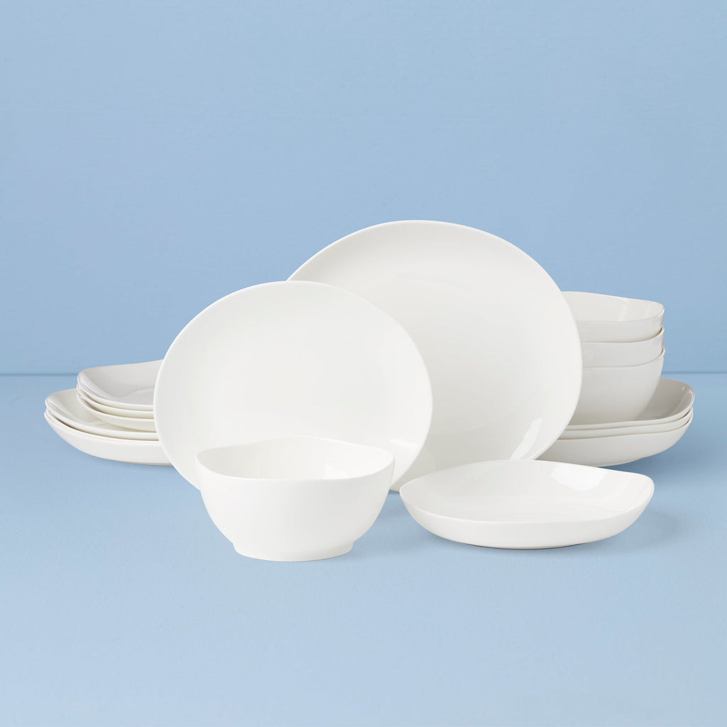 Lenox Studio 1414 Curve 16-Piece Dinnerware Set, bone china