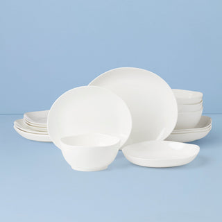 Lenox Studio 1414 Curve 16-Piece Dinnerware Set, bone china