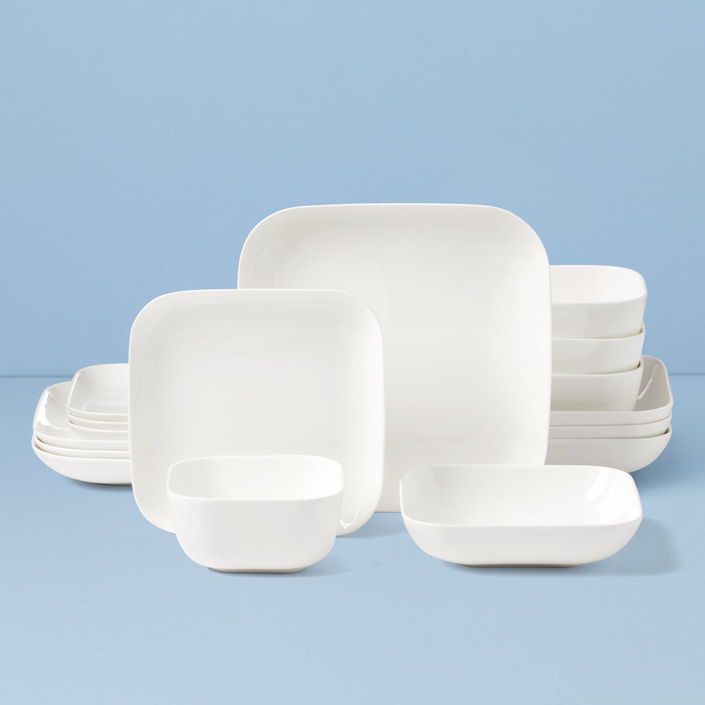 Lenox Studio 1414 Square 16-Piece Dinnerware Set, bone china