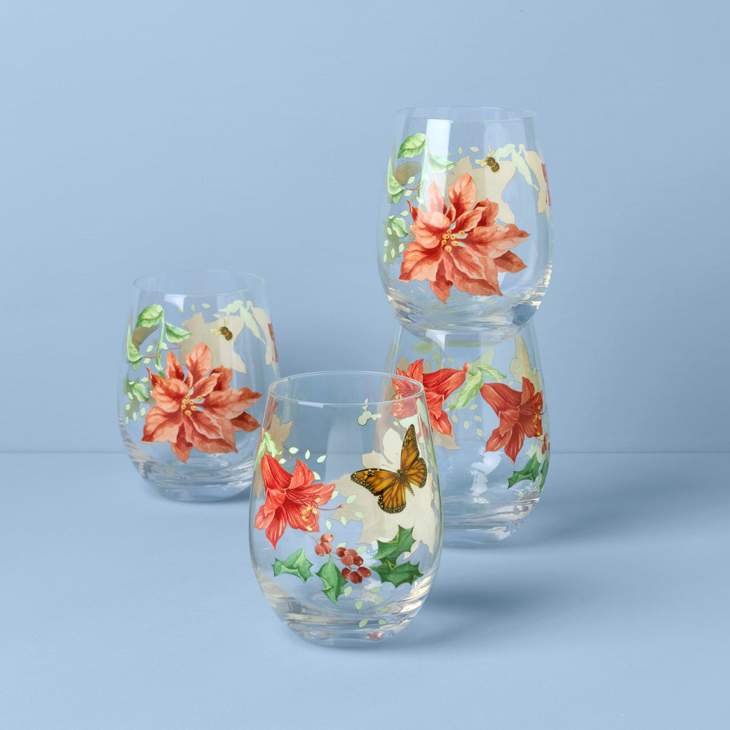 Lenox Butterfly Meadow Holiday Stemless Wine Glasses, Set Of 4, crystal non lead (view 2)