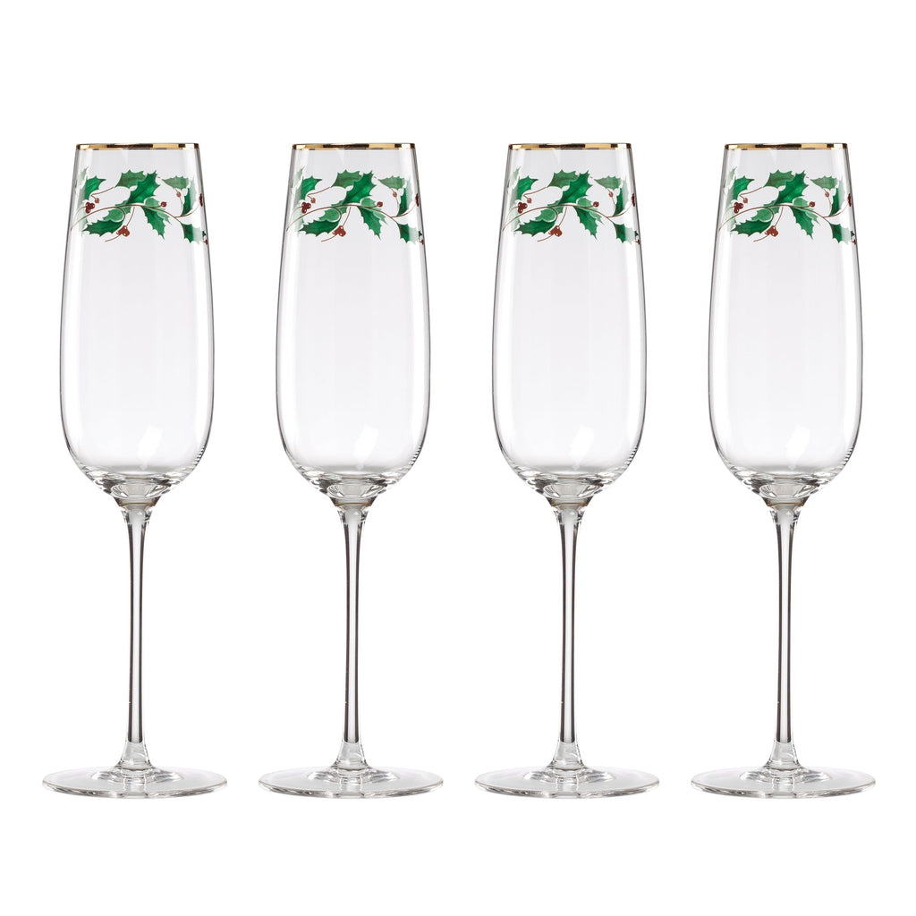 Lenox Holiday Decal Flute Glasses, Set of 4, glass (view 6)